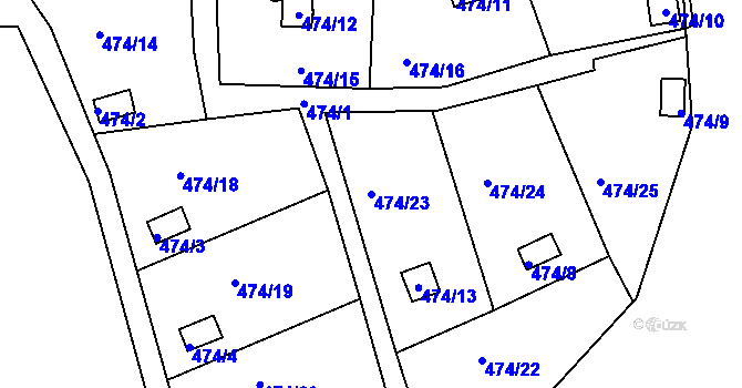 Parcela st. 474/23 v KÚ Radobyčice, Katastrální mapa