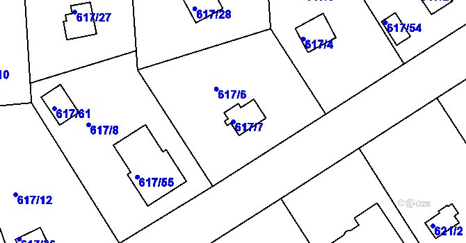 Parcela st. 617/7 v KÚ Radobyčice, Katastrální mapa