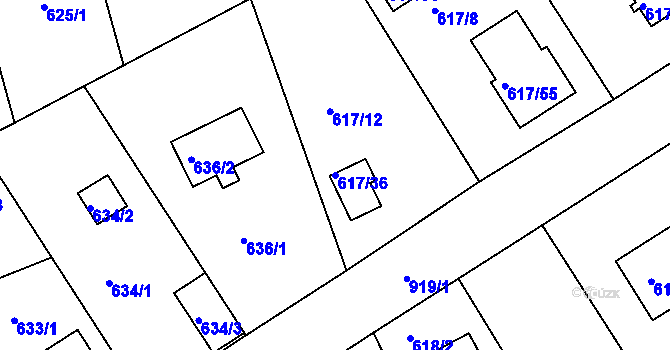 Parcela st. 617/36 v KÚ Radobyčice, Katastrální mapa