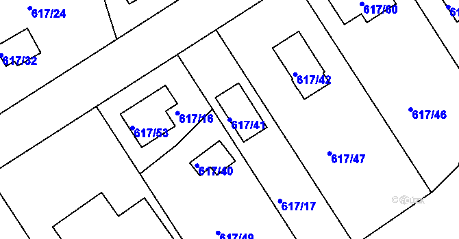 Parcela st. 617/41 v KÚ Radobyčice, Katastrální mapa