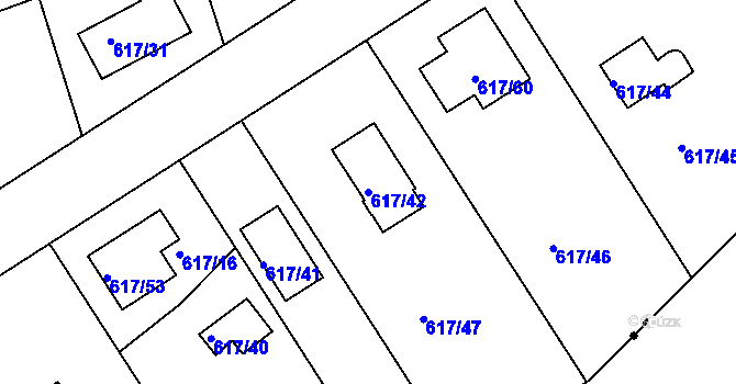 Parcela st. 617/42 v KÚ Radobyčice, Katastrální mapa