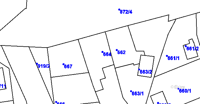Parcela st. 664 v KÚ Radobyčice, Katastrální mapa