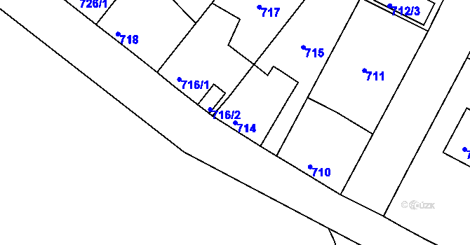 Parcela st. 714 v KÚ Radobyčice, Katastrální mapa
