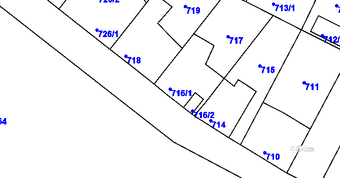 Parcela st. 716/1 v KÚ Radobyčice, Katastrální mapa