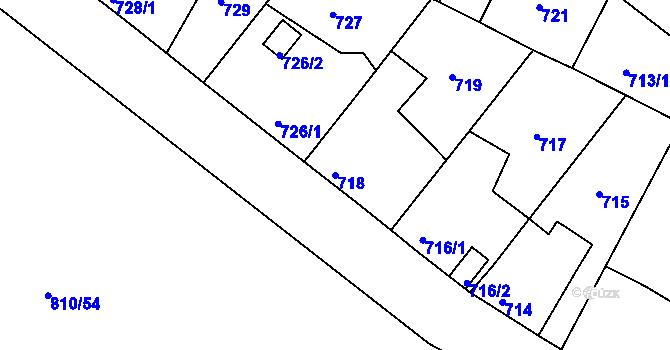 Parcela st. 718 v KÚ Radobyčice, Katastrální mapa