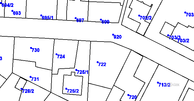 Parcela st. 722 v KÚ Radobyčice, Katastrální mapa