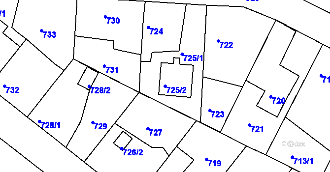 Parcela st. 725/2 v KÚ Radobyčice, Katastrální mapa