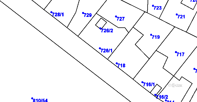 Parcela st. 726/1 v KÚ Radobyčice, Katastrální mapa