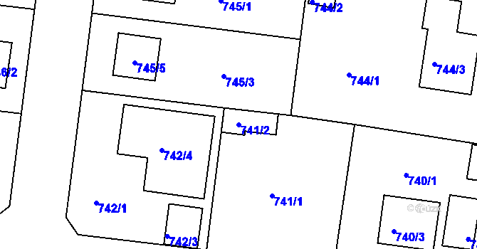 Parcela st. 741/2 v KÚ Radobyčice, Katastrální mapa