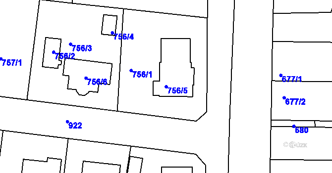 Parcela st. 756/5 v KÚ Radobyčice, Katastrální mapa