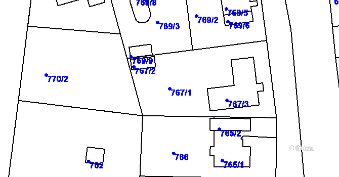 Parcela st. 767/1 v KÚ Radobyčice, Katastrální mapa