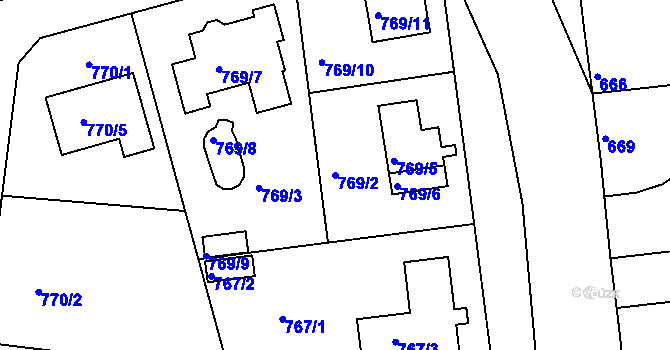 Parcela st. 769/2 v KÚ Radobyčice, Katastrální mapa