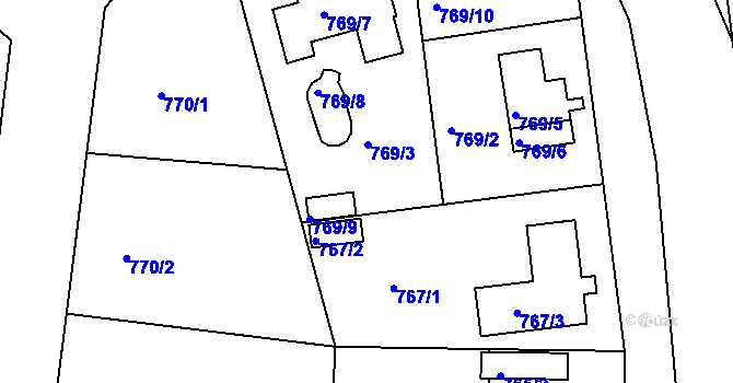 Parcela st. 769/4 v KÚ Radobyčice, Katastrální mapa