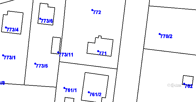 Parcela st. 771 v KÚ Radobyčice, Katastrální mapa
