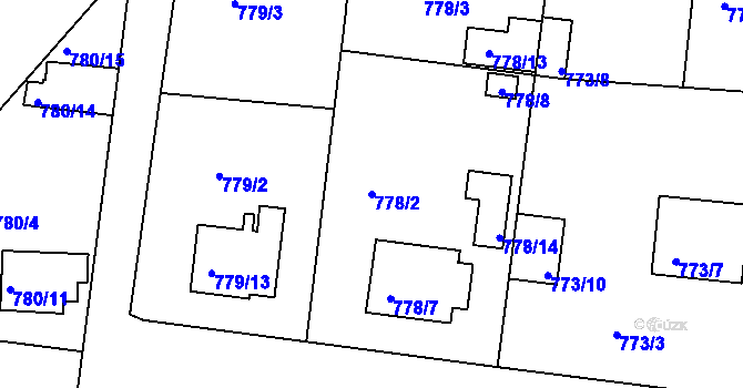 Parcela st. 778/2 v KÚ Radobyčice, Katastrální mapa