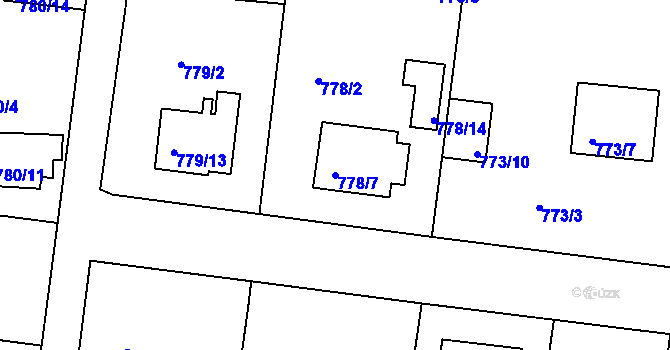 Parcela st. 778/7 v KÚ Radobyčice, Katastrální mapa