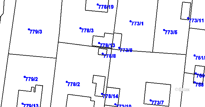Parcela st. 778/8 v KÚ Radobyčice, Katastrální mapa