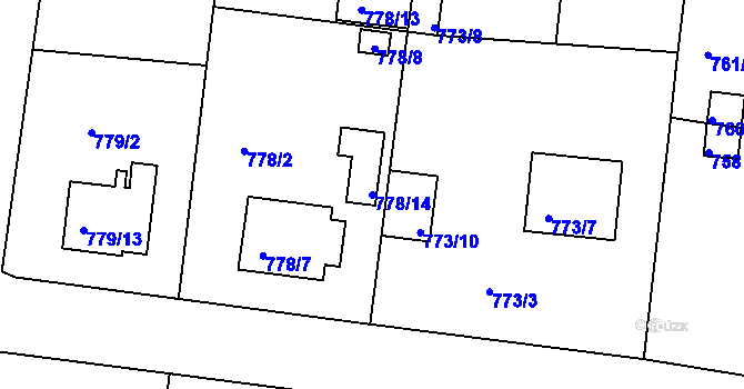 Parcela st. 778/14 v KÚ Radobyčice, Katastrální mapa