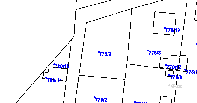 Parcela st. 779/3 v KÚ Radobyčice, Katastrální mapa