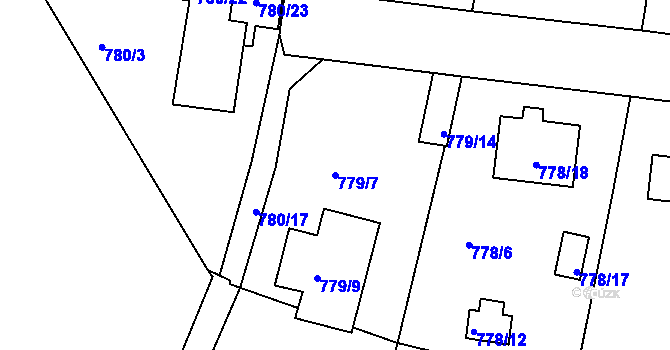 Parcela st. 779/7 v KÚ Radobyčice, Katastrální mapa