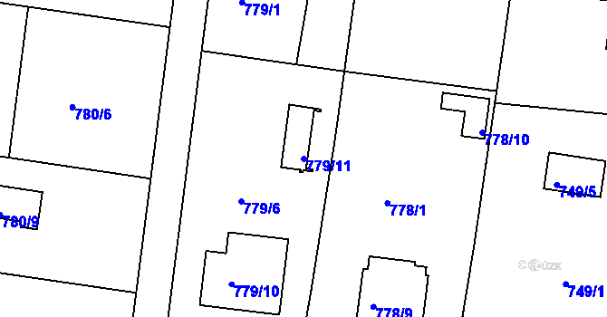 Parcela st. 779/11 v KÚ Radobyčice, Katastrální mapa