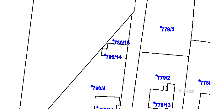 Parcela st. 780/14 v KÚ Radobyčice, Katastrální mapa