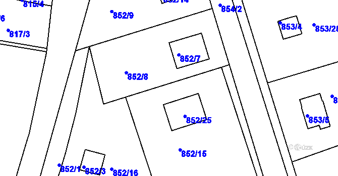 Parcela st. 852/21 v KÚ Radobyčice, Katastrální mapa
