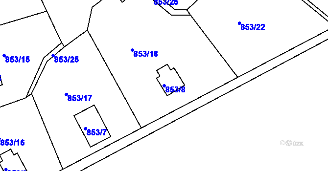 Parcela st. 853/8 v KÚ Radobyčice, Katastrální mapa