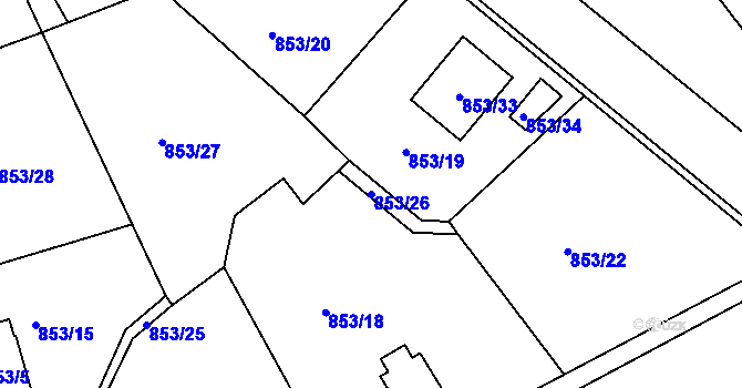 Parcela st. 853/26 v KÚ Radobyčice, Katastrální mapa