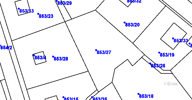 Parcela st. 853/27 v KÚ Radobyčice, Katastrální mapa
