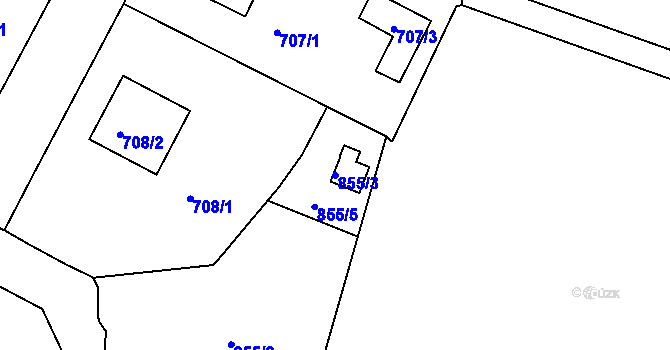 Parcela st. 855/3 v KÚ Radobyčice, Katastrální mapa