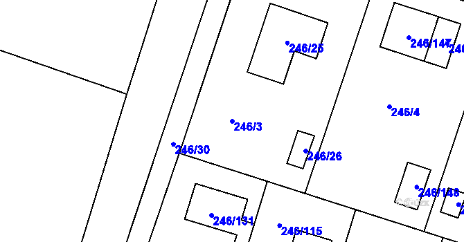 Parcela st. 246/3 v KÚ Radobyčice, Katastrální mapa