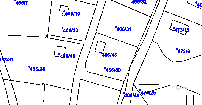 Parcela st. 466/45 v KÚ Radobyčice, Katastrální mapa