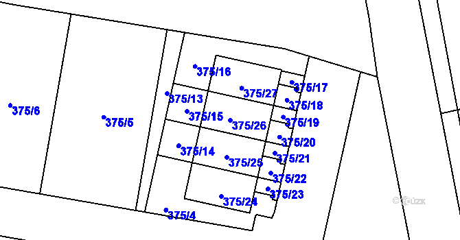 Parcela st. 375/26 v KÚ Radobyčice, Katastrální mapa
