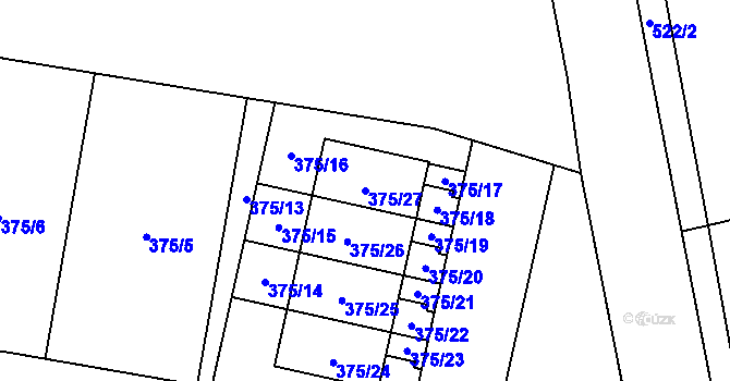 Parcela st. 375/27 v KÚ Radobyčice, Katastrální mapa