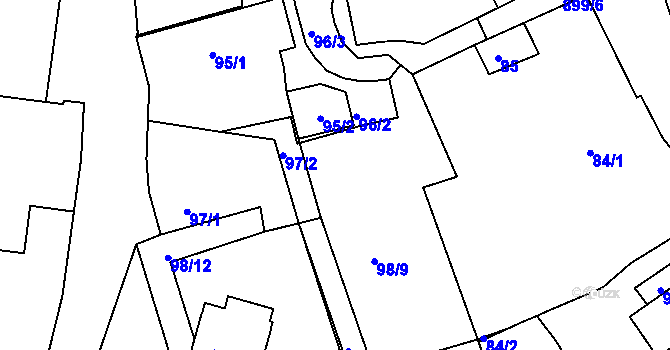 Parcela st. 97/3 v KÚ Radobyčice, Katastrální mapa