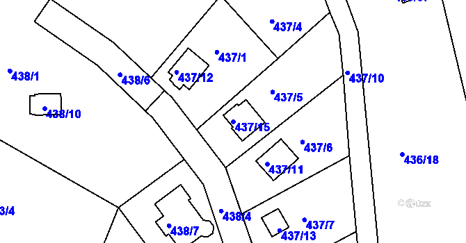 Parcela st. 437/15 v KÚ Radobyčice, Katastrální mapa