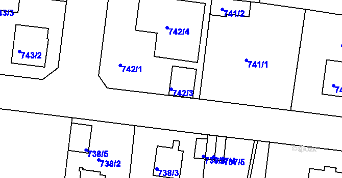 Parcela st. 742/3 v KÚ Radobyčice, Katastrální mapa