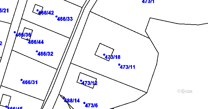 Parcela st. 473/18 v KÚ Radobyčice, Katastrální mapa
