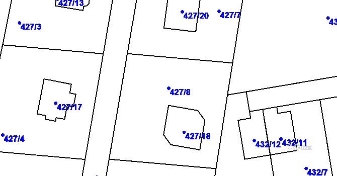 Parcela st. 427/8 v KÚ Radobyčice, Katastrální mapa