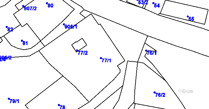 Parcela st. 77/1 v KÚ Radobyčice, Katastrální mapa