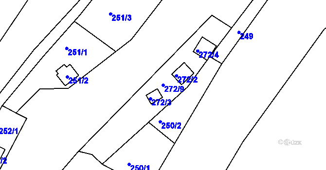 Parcela st. 272/9 v KÚ Radobyčice, Katastrální mapa