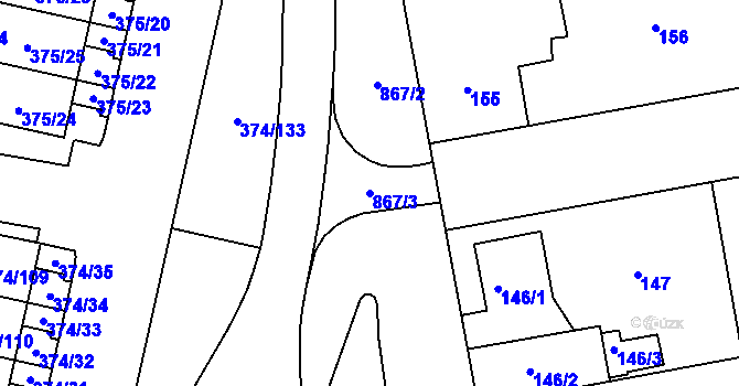 Parcela st. 867/3 v KÚ Radobyčice, Katastrální mapa