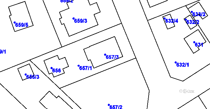Parcela st. 657/3 v KÚ Radobyčice, Katastrální mapa