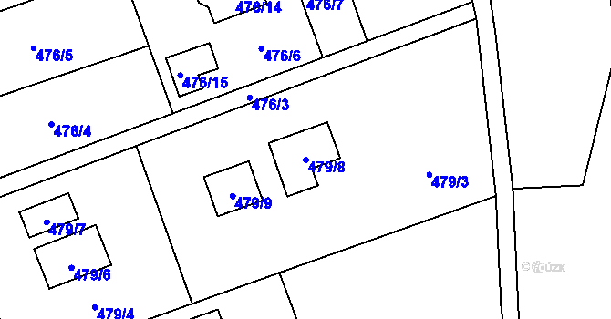Parcela st. 479/8 v KÚ Radobyčice, Katastrální mapa