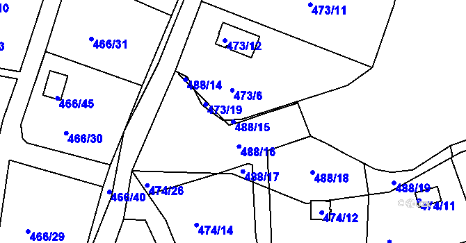 Parcela st. 488/15 v KÚ Radobyčice, Katastrální mapa