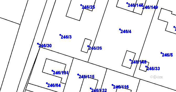 Parcela st. 246/26 v KÚ Radobyčice, Katastrální mapa