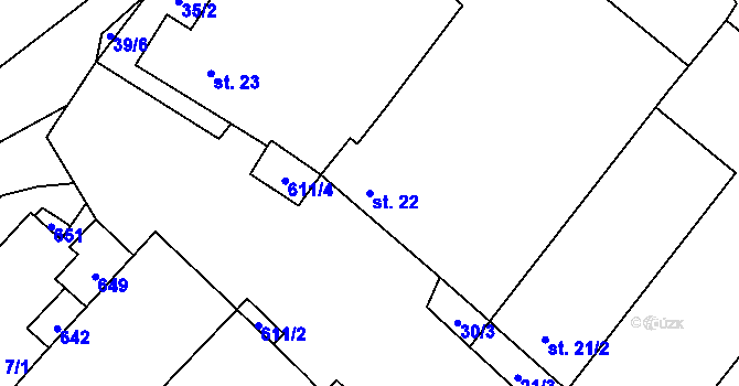 Parcela st. 22 v KÚ Černíč, Katastrální mapa