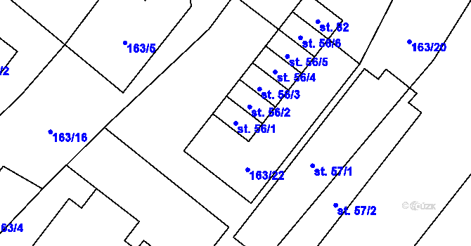 Parcela st. 56/1 v KÚ Černíč, Katastrální mapa