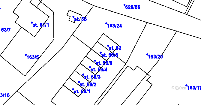 Parcela st. 56/6 v KÚ Černíč, Katastrální mapa